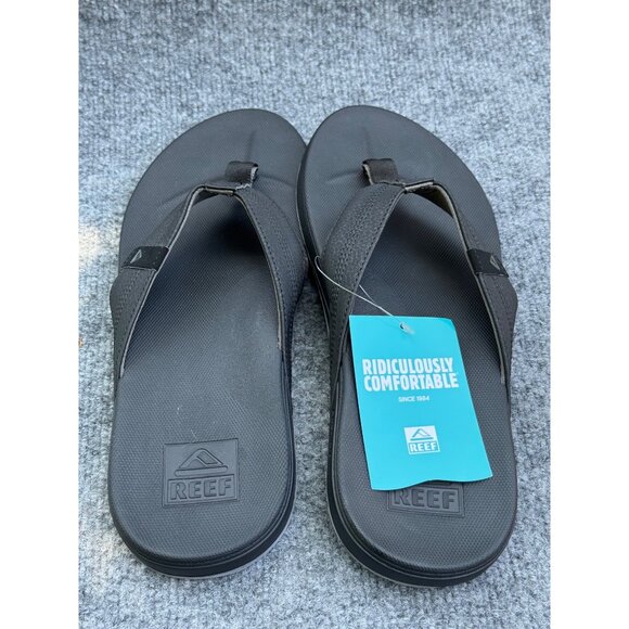Reef Mens Flip Flops Size 11 Black  Cushion Phantom Synthetic Upper & Outsole - Picture 8 of 16